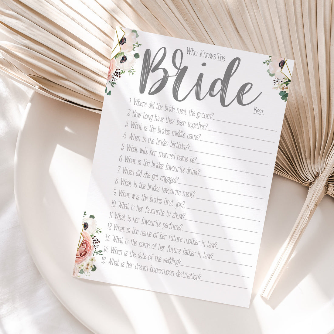 Boho Floral Hen Who Knows Bride Best Game Cards