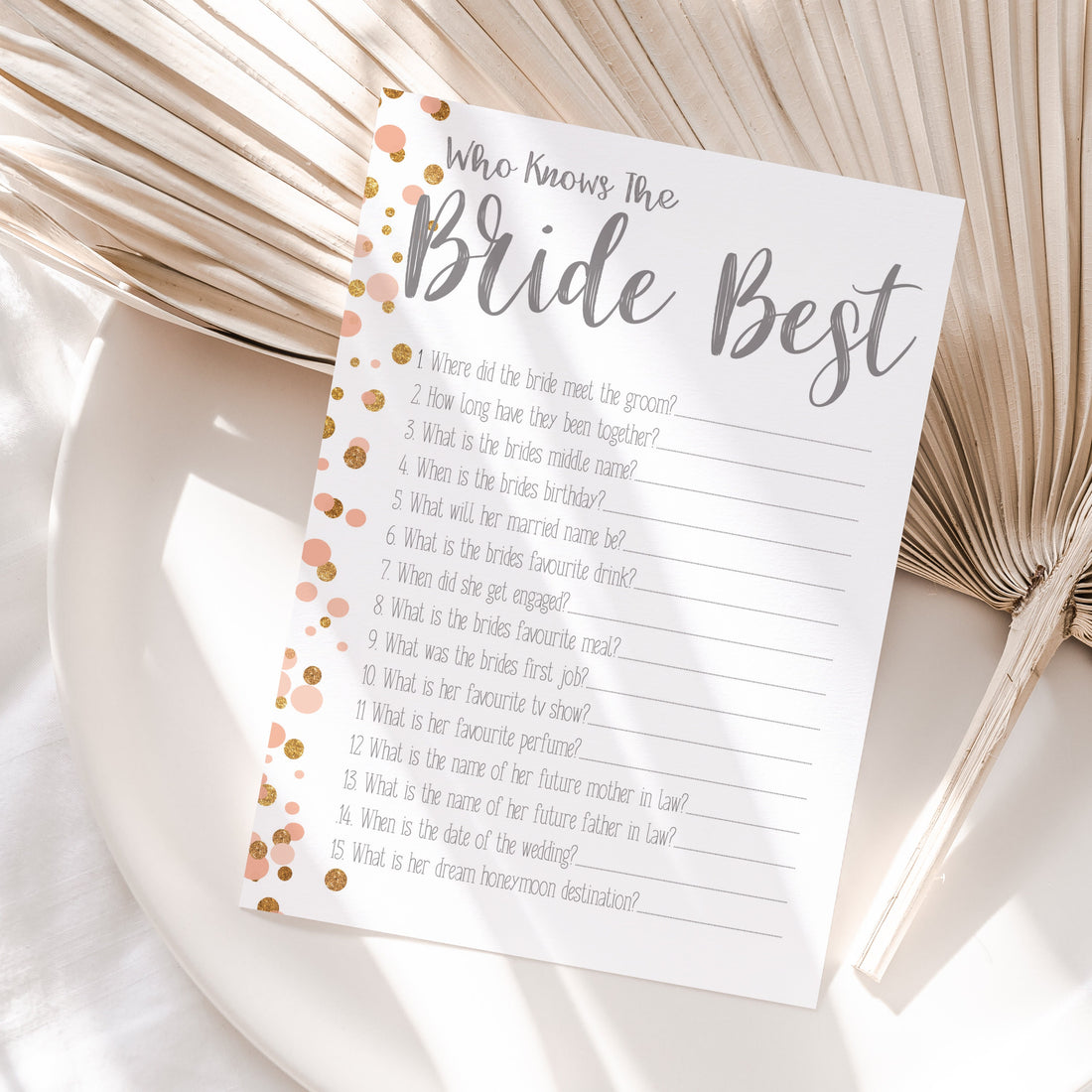 Polka Dot Hen Party Who Knows Bride Best Game