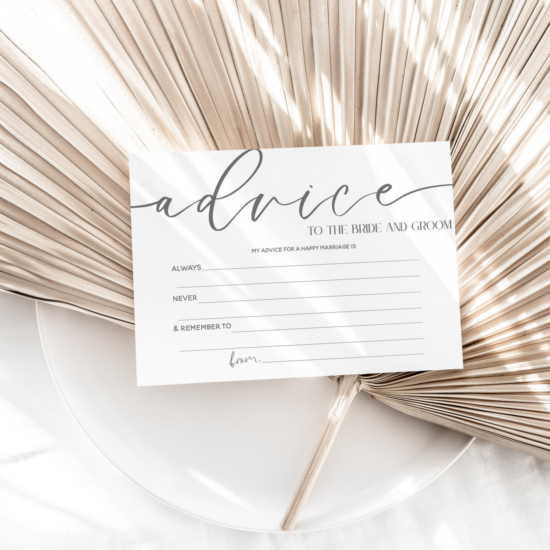 elegant white Wedding Advice To The  Bride and Groom Cards