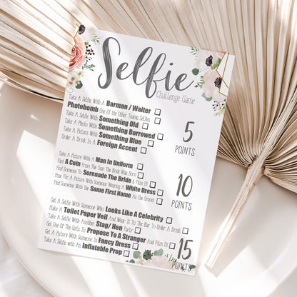 Boho Floral Hen Selfie Game Cards