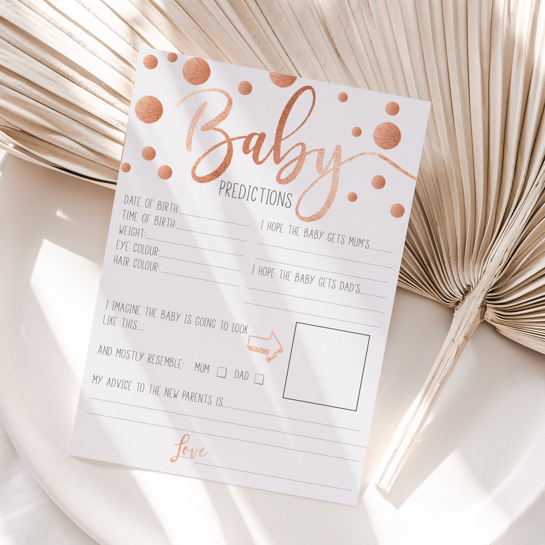 Rose Gold Polka Dot Prediction And Advice Cards