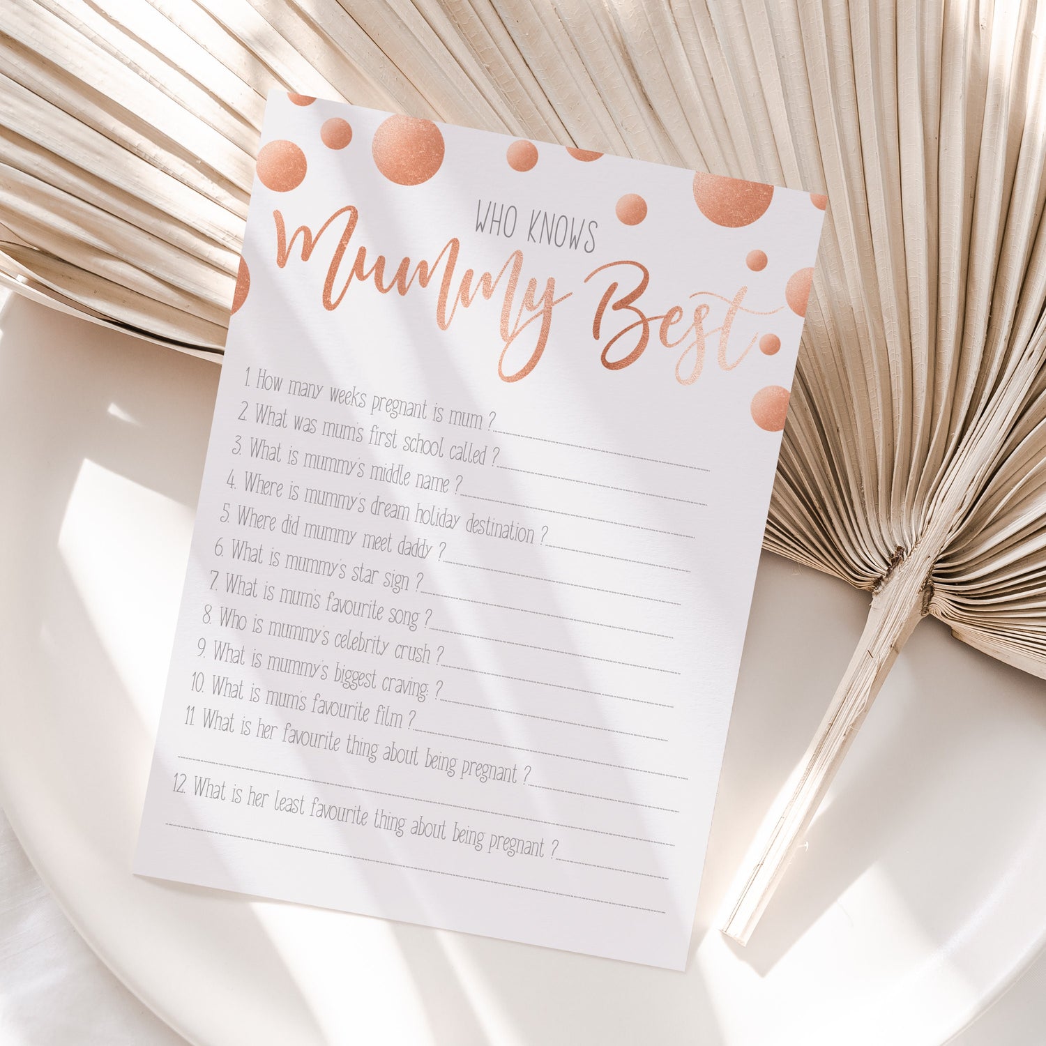 Rose Gold Polka Dot Who Knows Mummy Best Cards