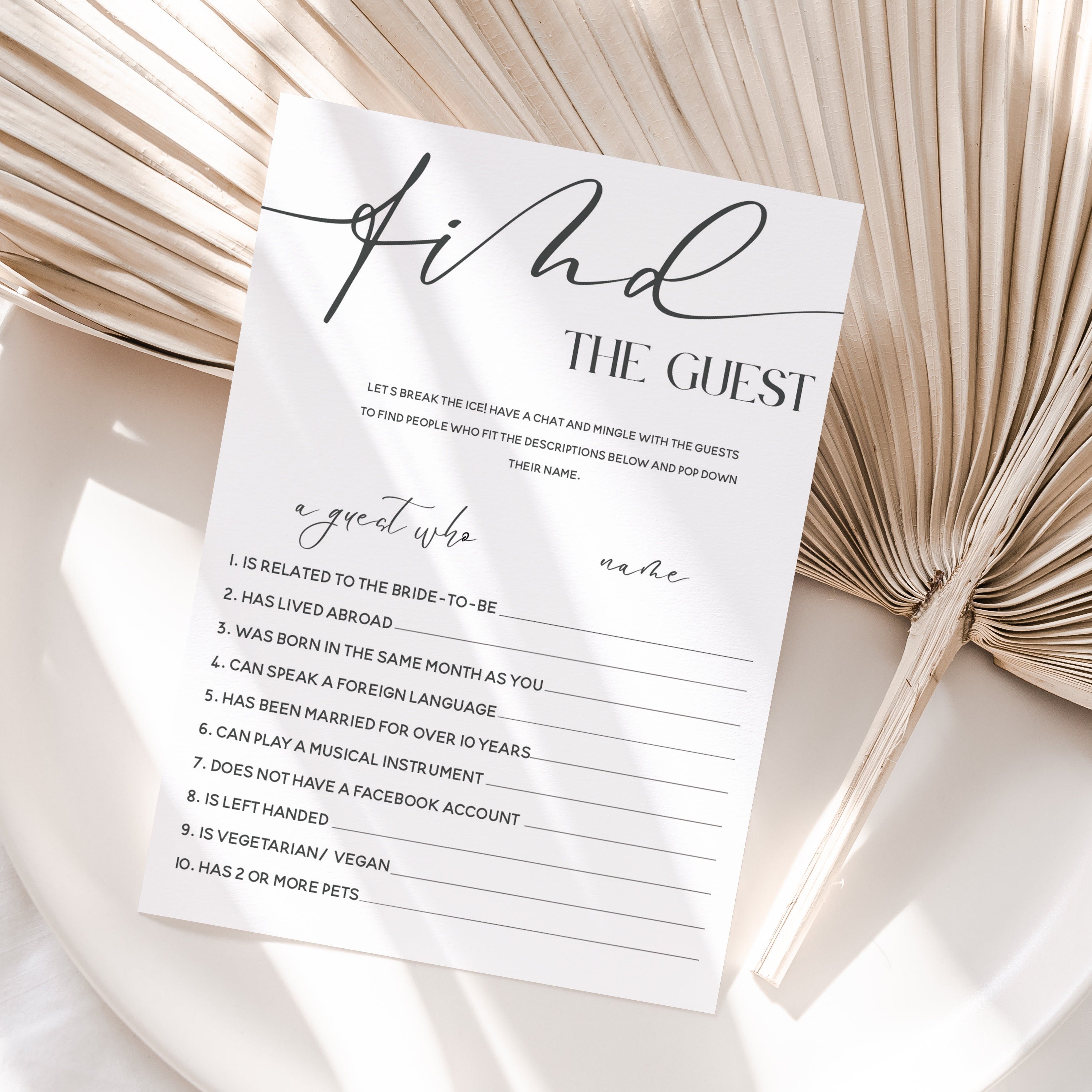 elegant white Find The Guest cards
