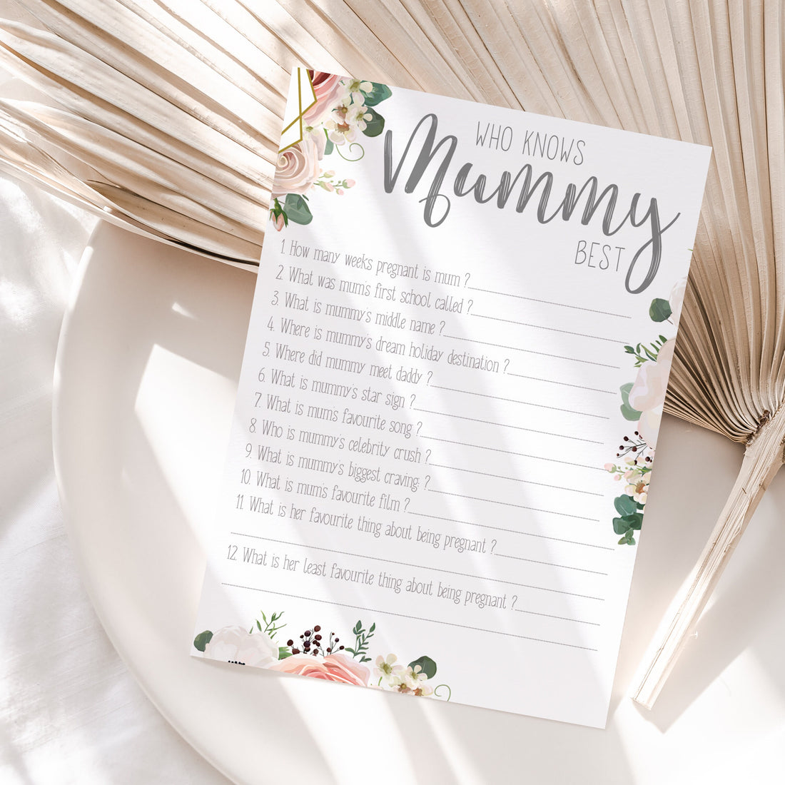 Boho Floral  Who Knows Mummy Best Cards