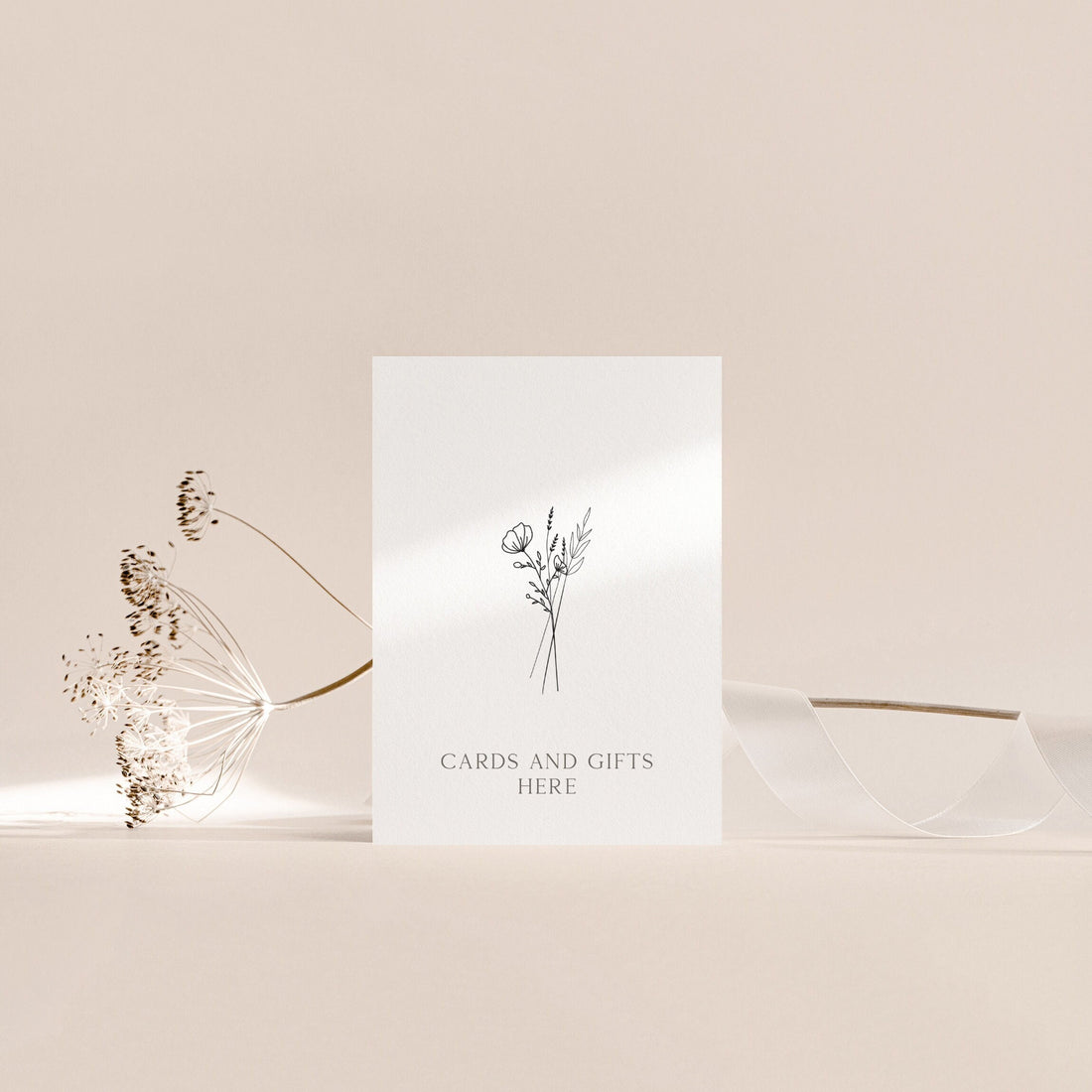 Minimal Flower Gifts And Cards Here Wedding Sign