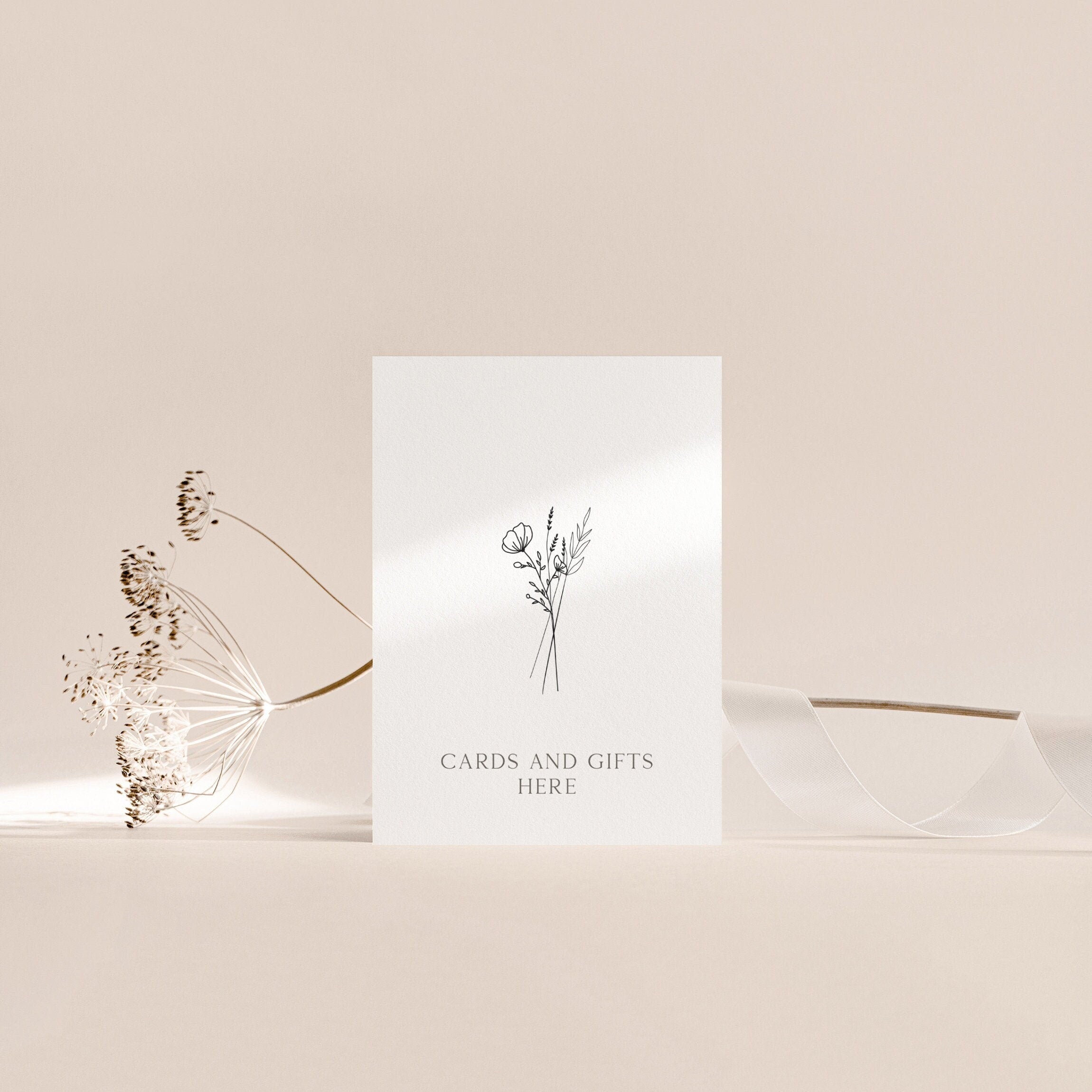 Minimal Flower Gifts And Cards Here Wedding Sign