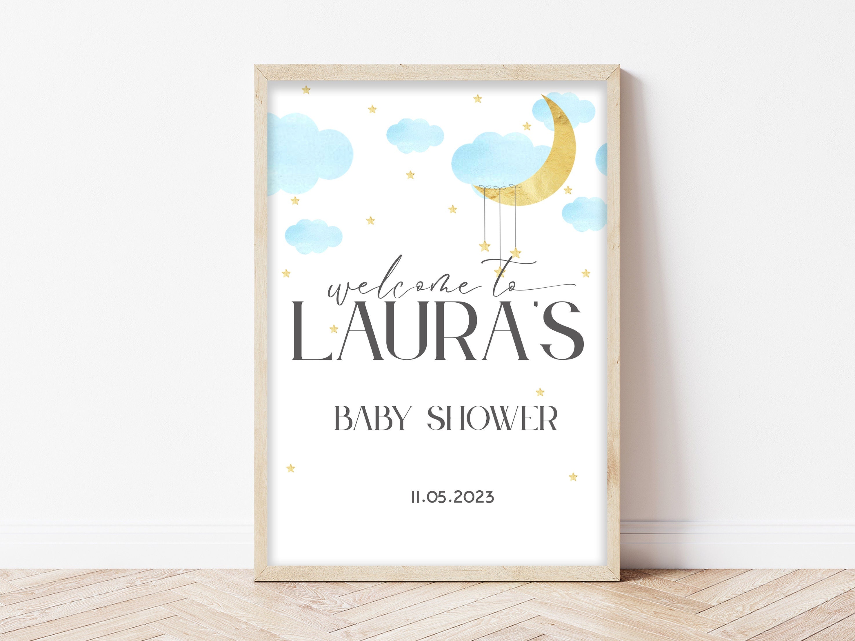 Blue Whimsical Welcome Sign For Baby Shower