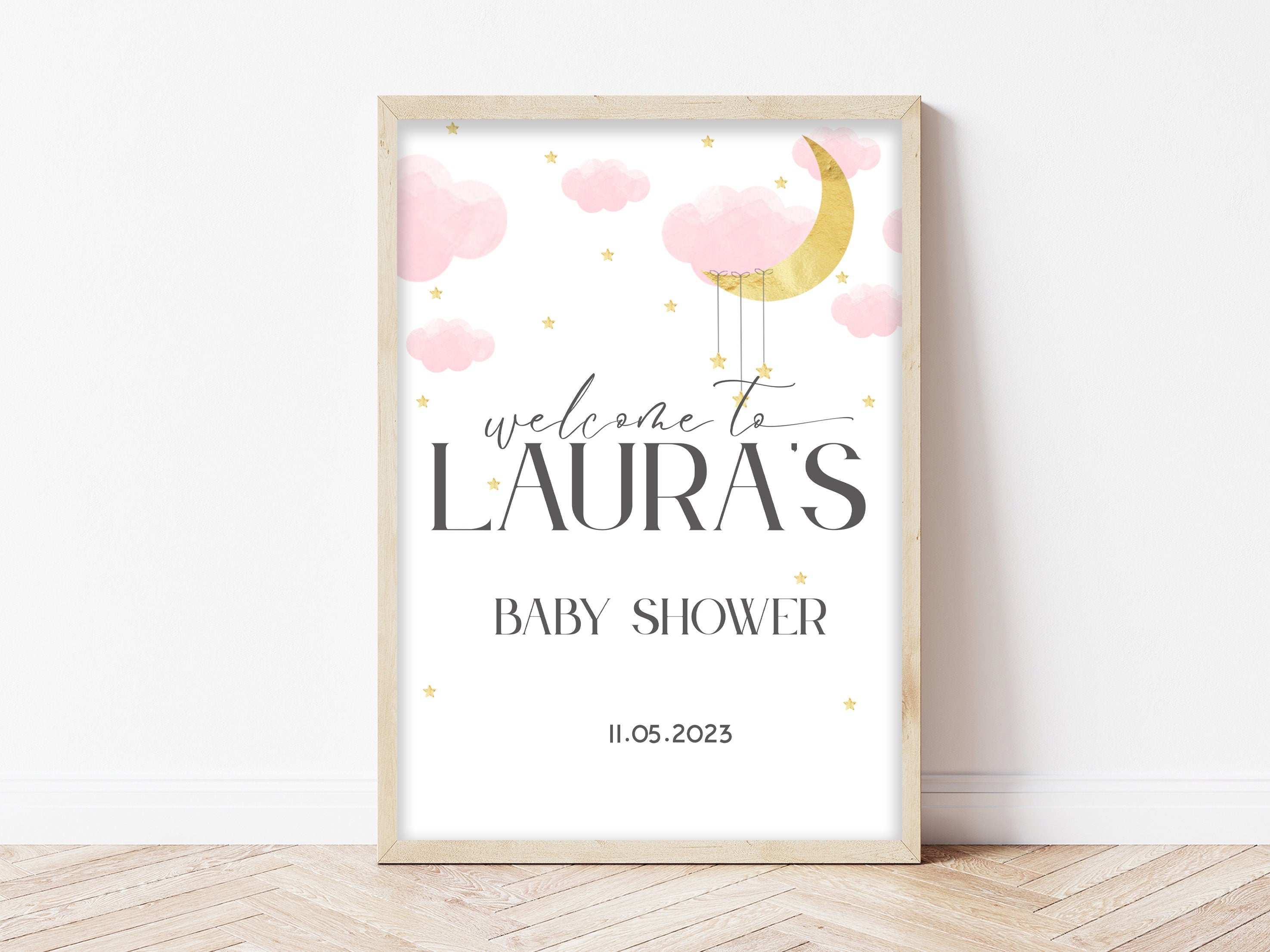 Pink Whimsical Welcome Sign For Baby Shower