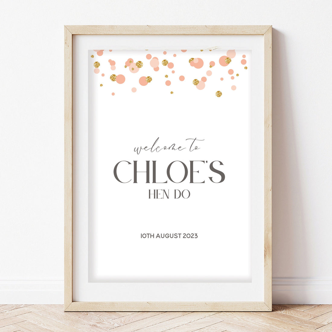 Personalised Polka Dot Hen Party Welcome Sign