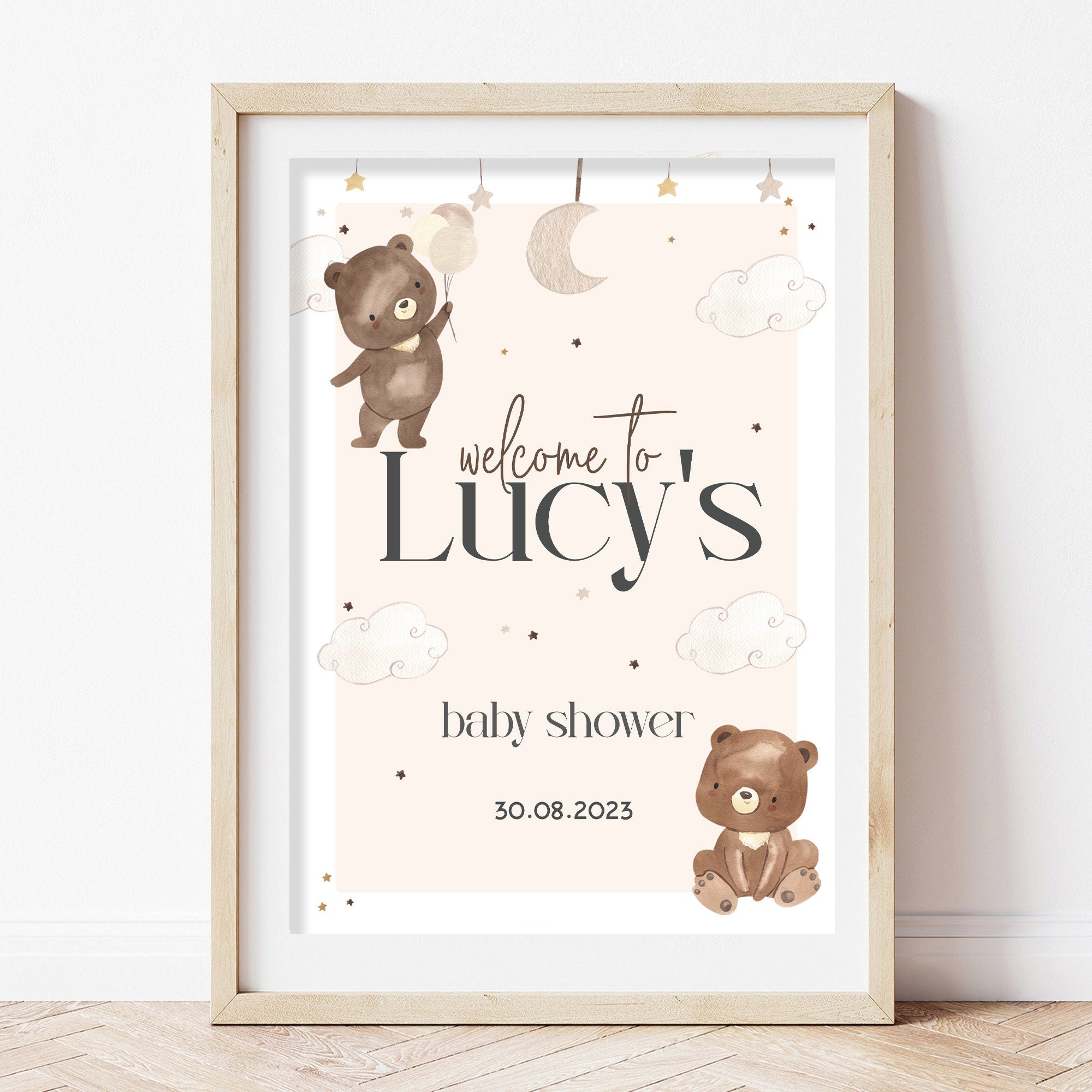 Teddy Bear Personalised Welcome Sign For Baby Shower