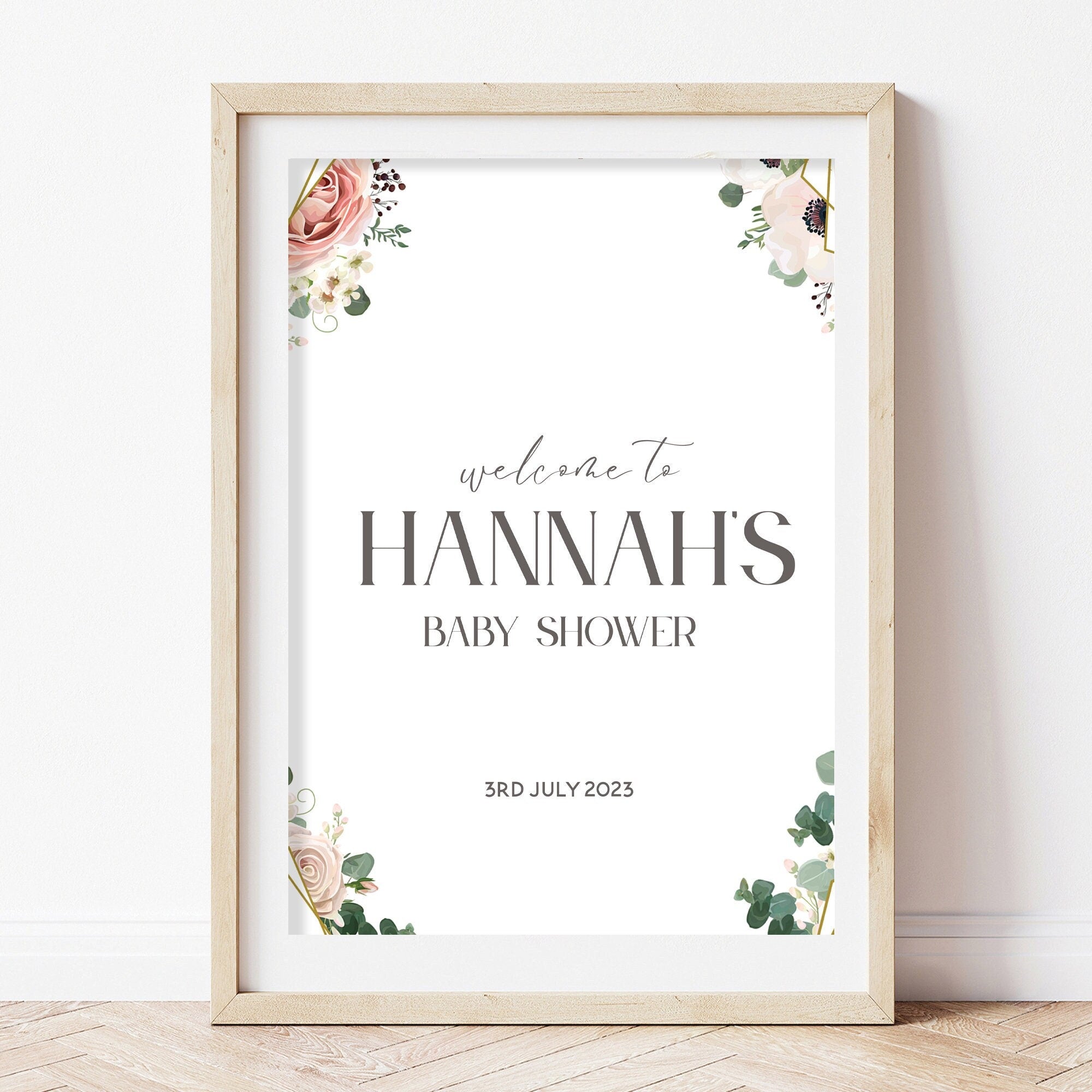 Boho Floral Personalised Welcome Sign For Baby Shower