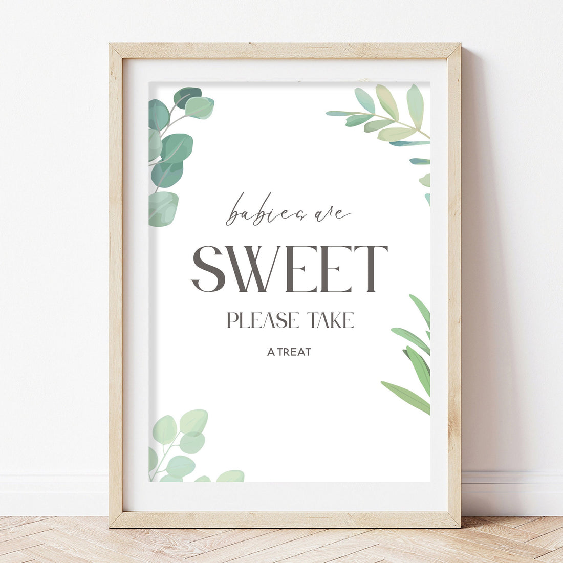Botanical Green Babies Are Sweet Baby Shower Sign