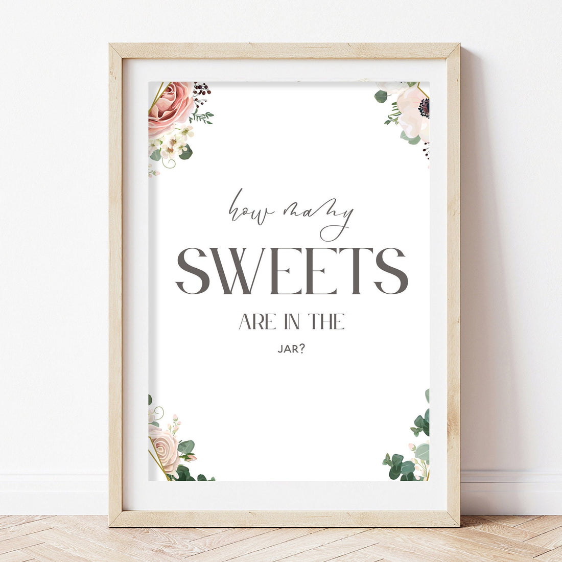 Boho Floral How Many Sweets Are In The Jar Baby Shower Sign