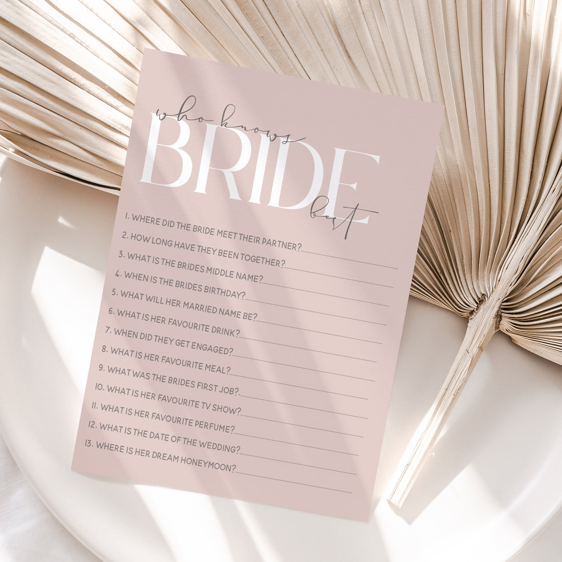 Blush Who Knows Bride Best Game Cards