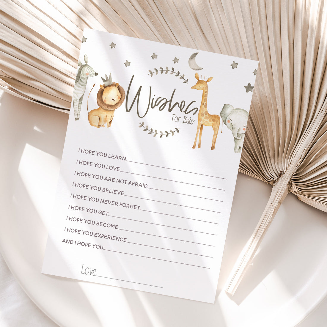 Cute Watercolour Safari Wishes For Baby Cards