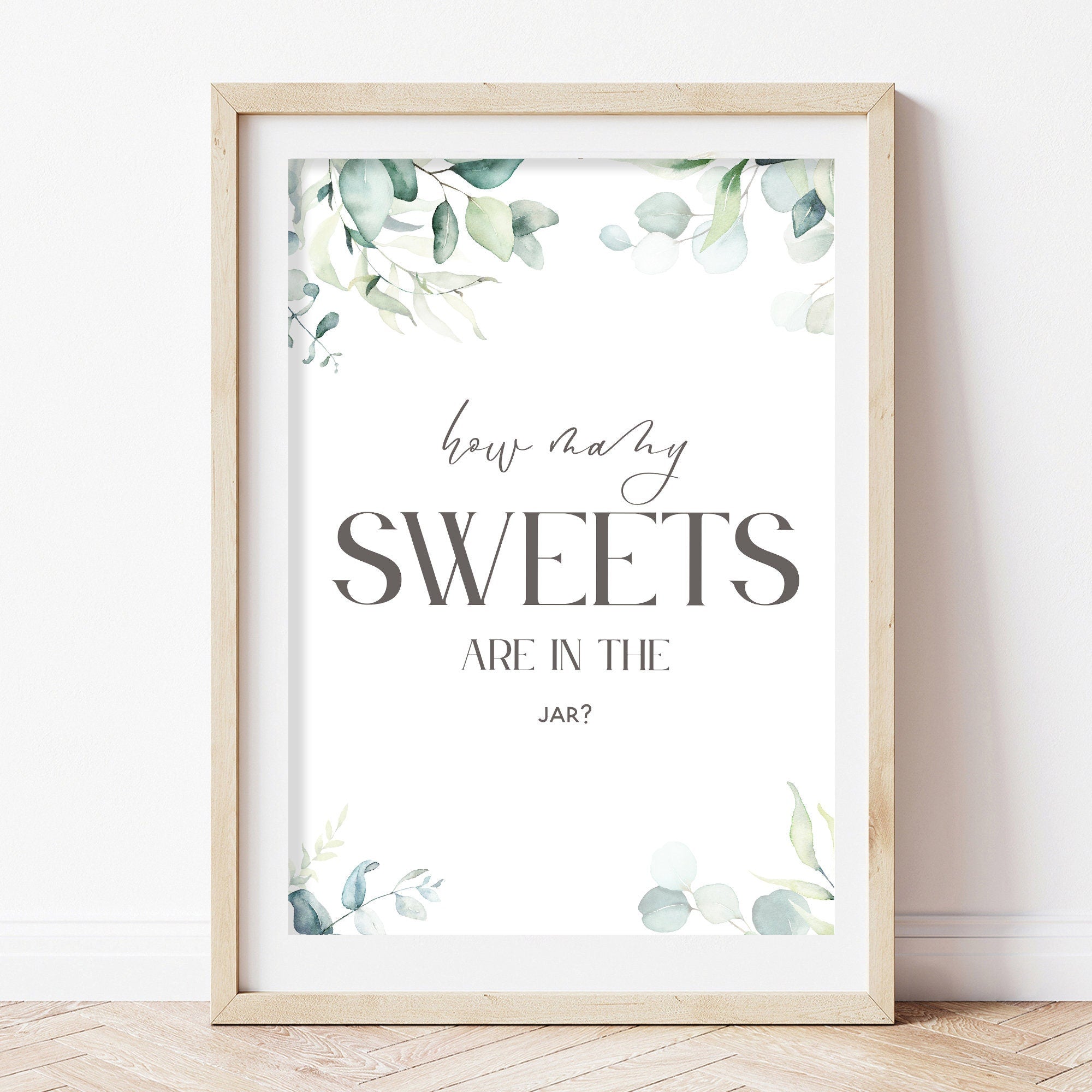 BOHO BOTANICAL KENSINGTON How Many Sweets Are In The Jar Baby Shower Sign