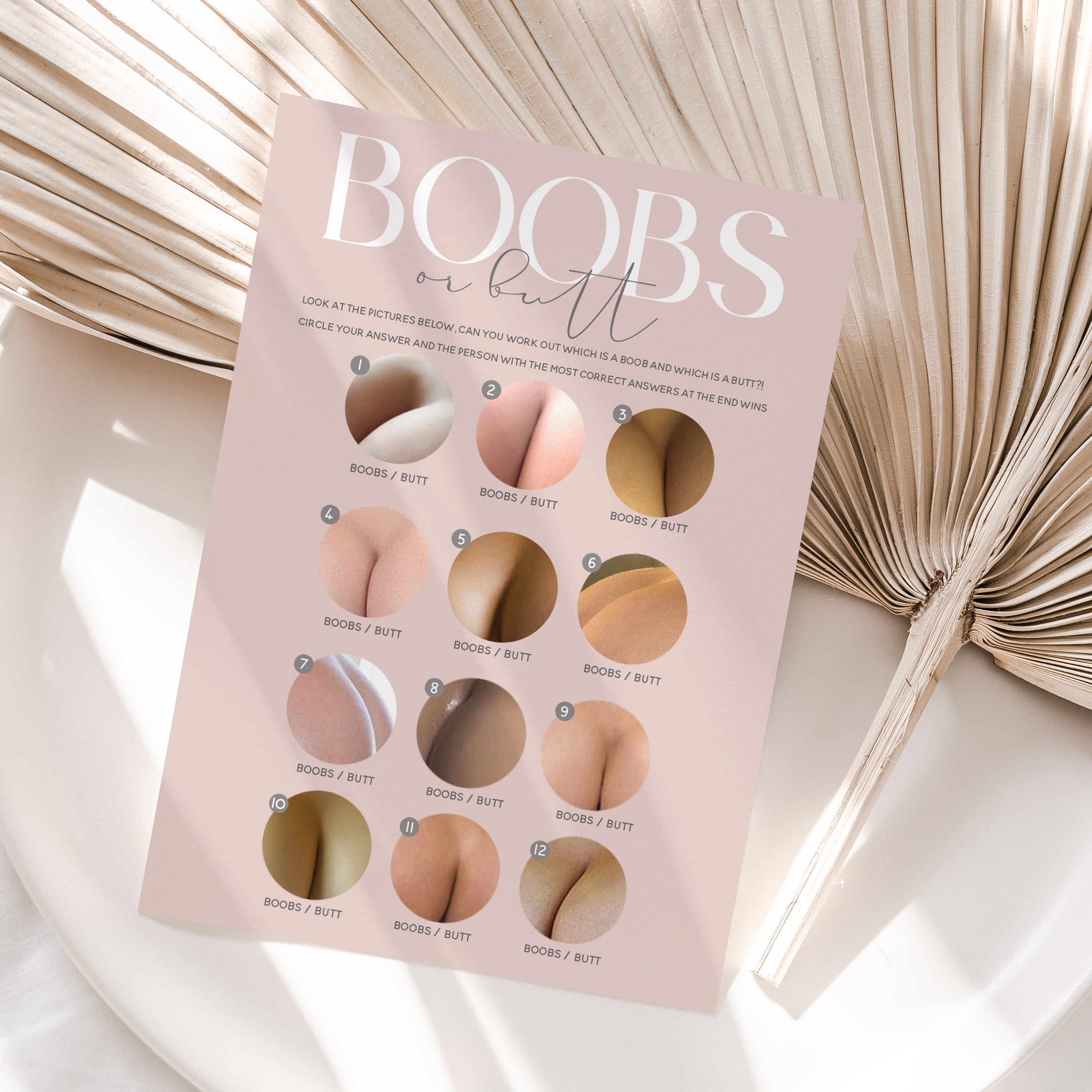 Blush Boobs Or Butt Game Cards
