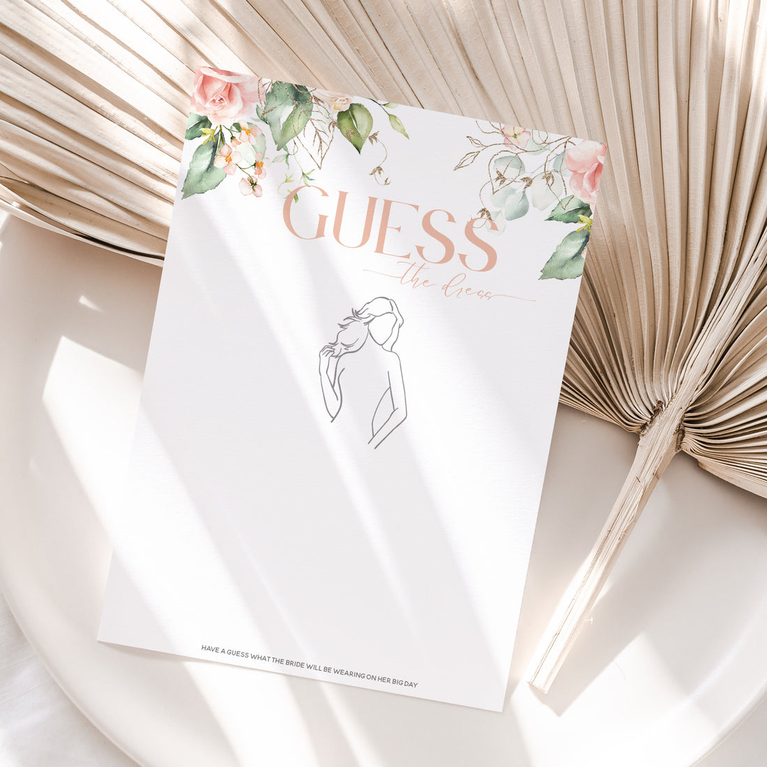 Boho Floral Rose Hen Guess The Dress Cards