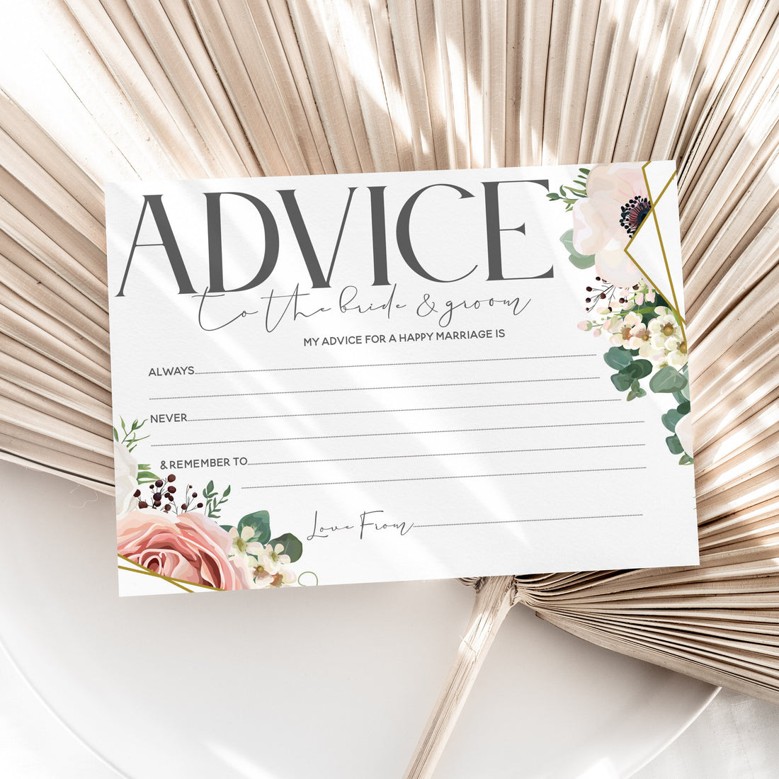 boho floral Wedding Advice To The  Bride and Groom Cards
