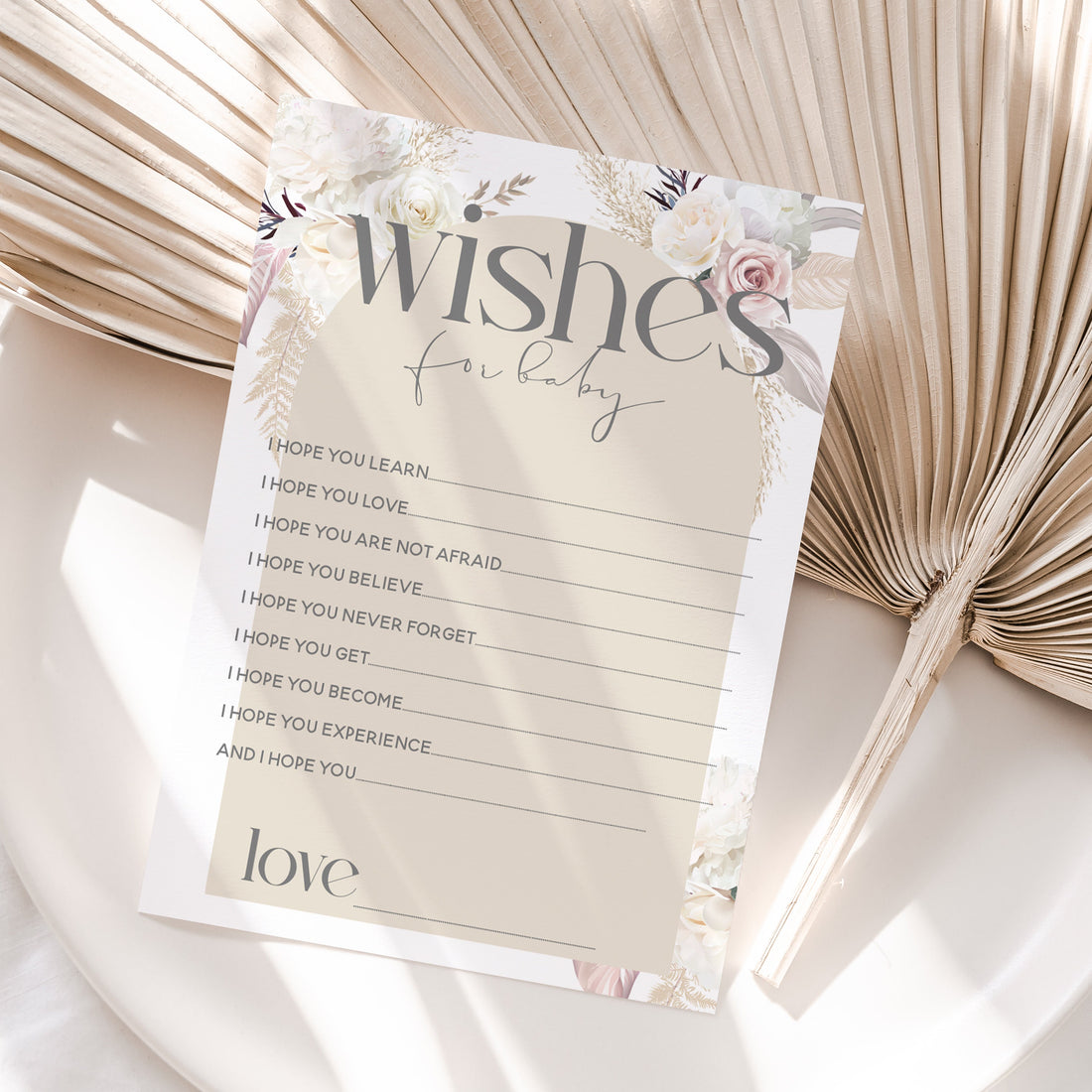 Boho Pampas Grass Wishes For Baby Cards