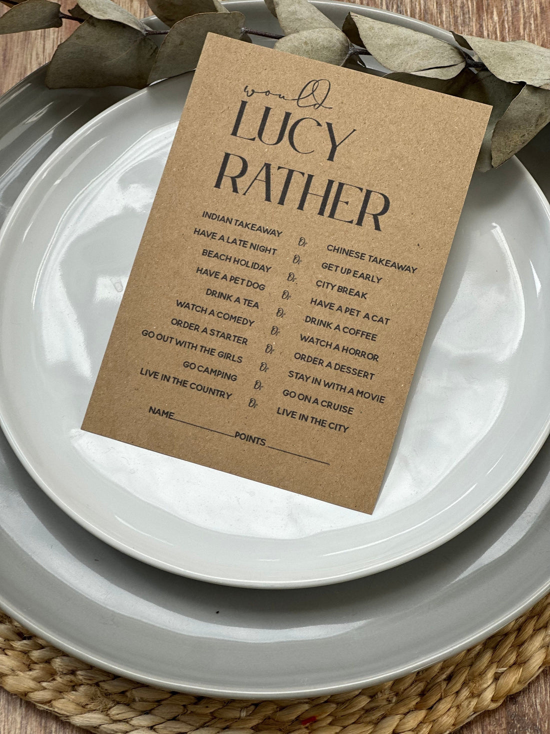 Kraft Card Personalised Baby Shower Would She Rather Cards