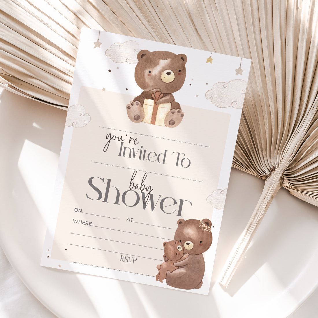 Teddy Bear Baby Shower Invite Cards