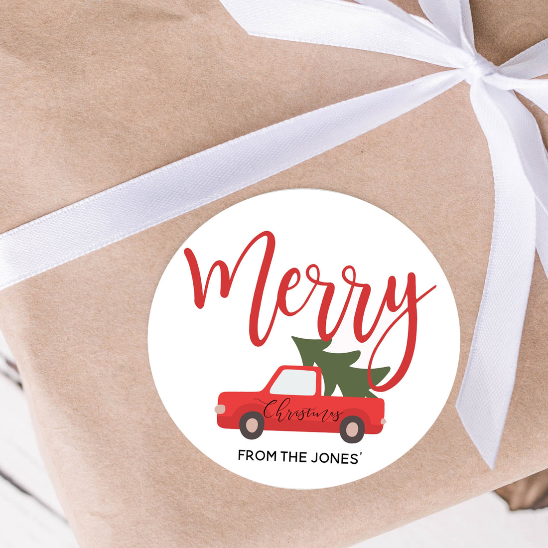 Personalised vintage car Christmas gift Stickers